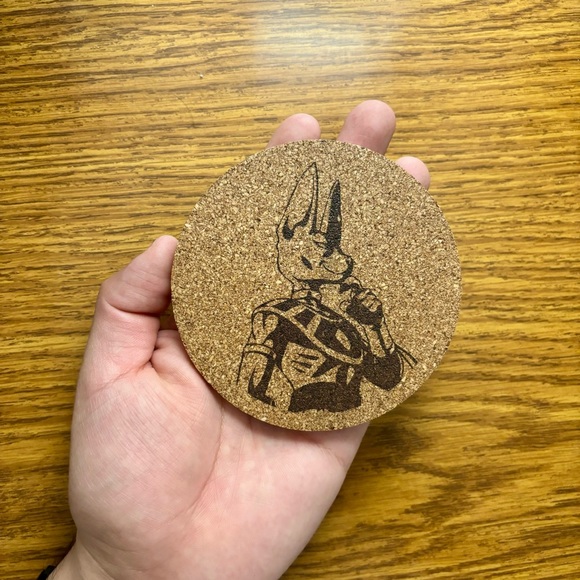 Dragon Ball Super Beerus Laser Engraved Cork Coaster - Picture 6 of 6